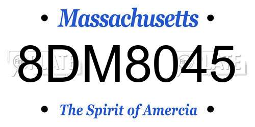 8DM8045 Massachusetts License Plate