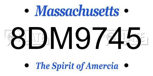 8DM9745 Massachusetts License Plate