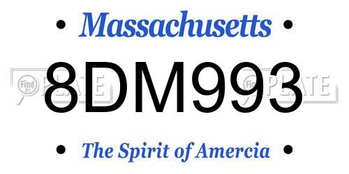 8DM993 Massachusetts License Plate