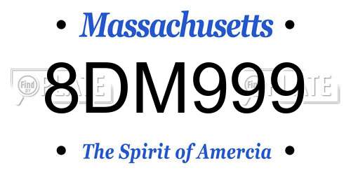 8DM999 Massachusetts License Plate