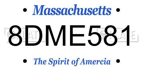 8DME581 Massachusetts License Plate