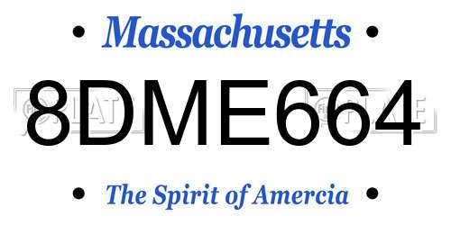 8DME664 Massachusetts License Plate