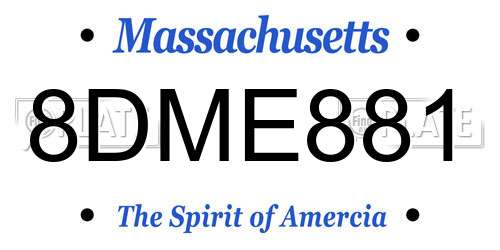 8DME881 Massachusetts License Plate