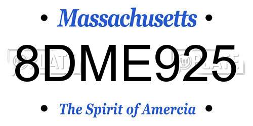 8DME925 Massachusetts License Plate