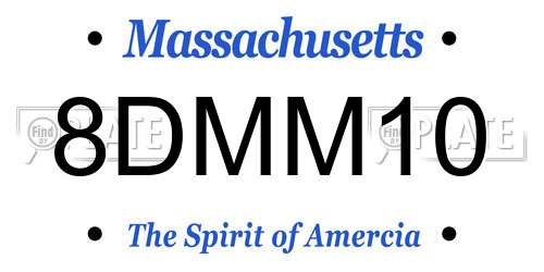 8DMM10 Massachusetts License Plate