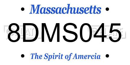 8DMS045 Massachusetts License Plate
