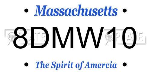 8DMW10 Massachusetts License Plate