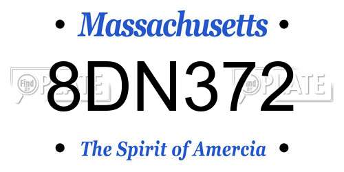 8DN372 Massachusetts License Plate