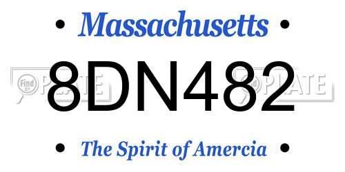 8DN482 Massachusetts License Plate