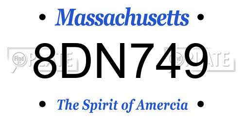 8DN749 Massachusetts License Plate