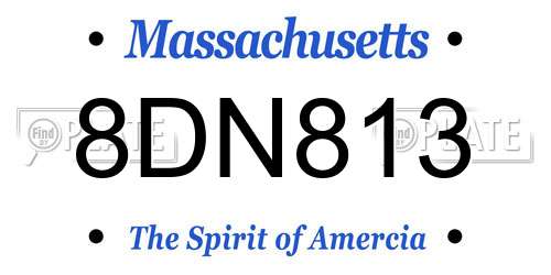 8DN813 Massachusetts License Plate