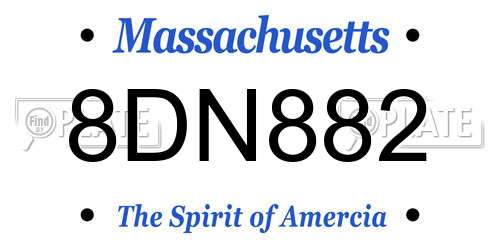 8DN882 Massachusetts License Plate