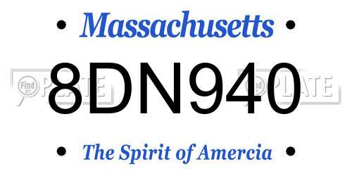 8DN940 Massachusetts License Plate