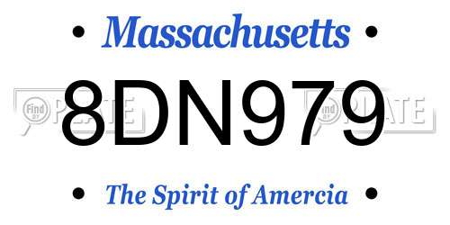 8DN979 Massachusetts License Plate
