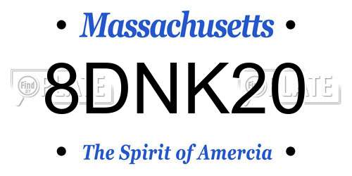 8DNK20 Massachusetts License Plate