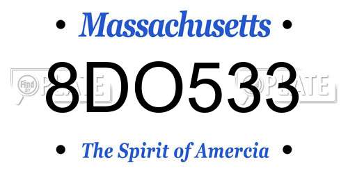 8DO533 Massachusetts License Plate