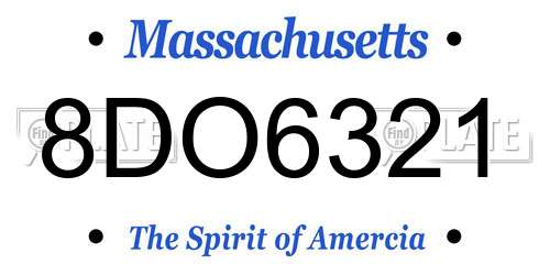 8DO6321 Massachusetts License Plate