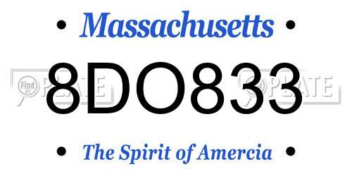 8DO833 Massachusetts License Plate