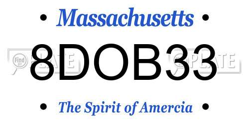 8DOB33 Massachusetts License Plate