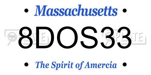 8DOS33 Massachusetts License Plate