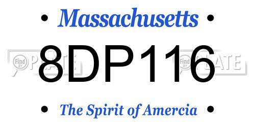 8DP116 Massachusetts License Plate