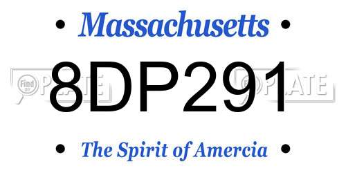 8DP291 Massachusetts License Plate