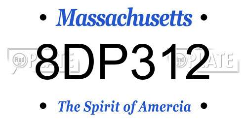 8DP312 Massachusetts License Plate