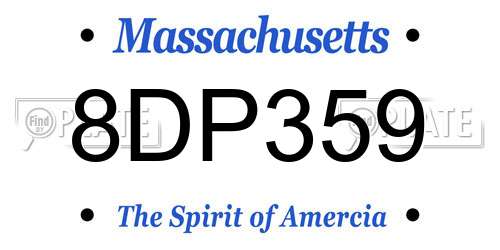 8DP359 Massachusetts License Plate