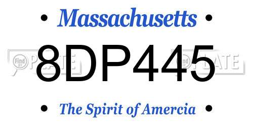 8DP445 Massachusetts License Plate