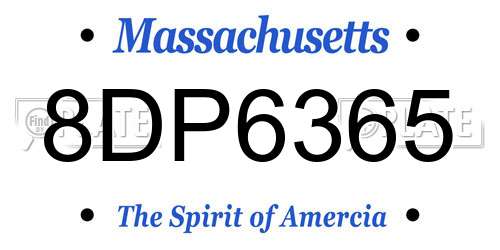 8DP6365 Massachusetts License Plate