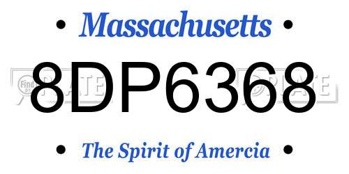 8DP6368 Massachusetts License Plate