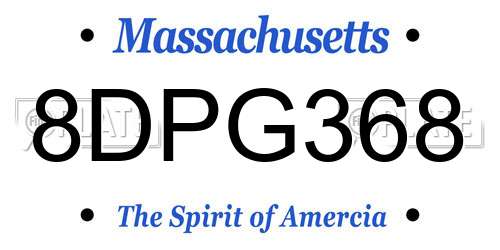 8DPG368 Massachusetts License Plate