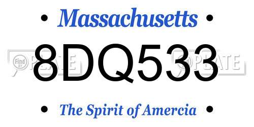 8DQ533 Massachusetts License Plate