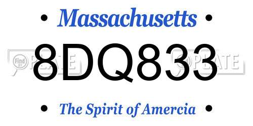 8DQ833 Massachusetts License Plate
