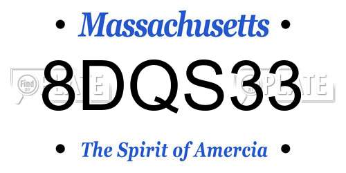 8DQS33 Massachusetts License Plate