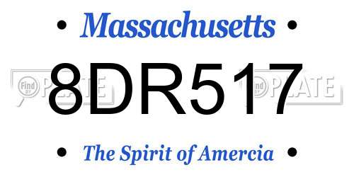 8DR517 Massachusetts License Plate