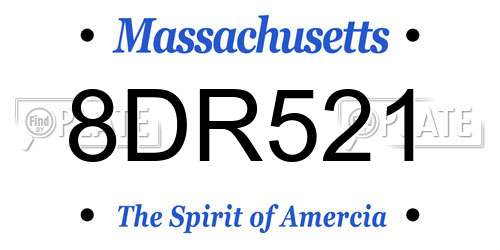 8DR521 Massachusetts License Plate