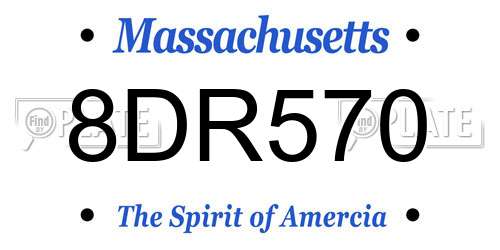 8DR570 Massachusetts License Plate
