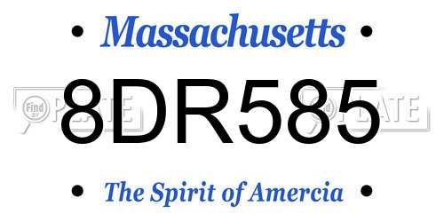 8DR585 Massachusetts License Plate