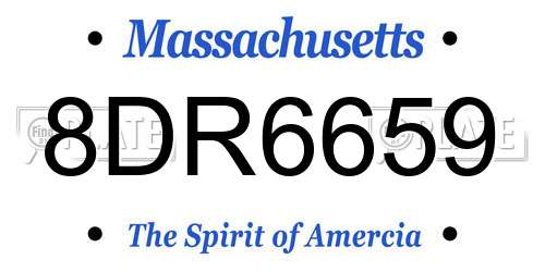 8DR6659 Massachusetts License Plate