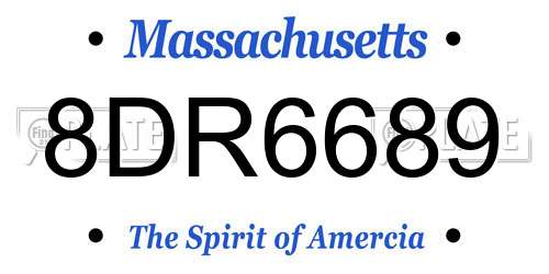 8DR6689 Massachusetts License Plate