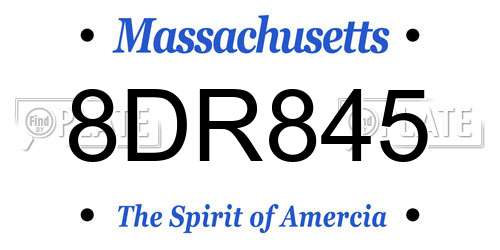 8DR845 Massachusetts License Plate
