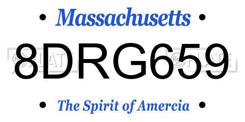 8DRG659 Massachusetts License Plate