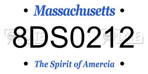 8DS0212 Massachusetts License Plate