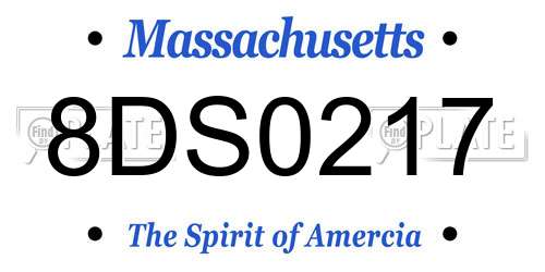 8DS0217 Massachusetts License Plate