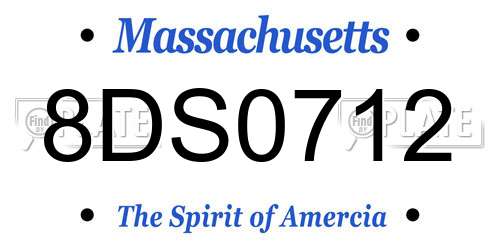 8DS0712 Massachusetts License Plate