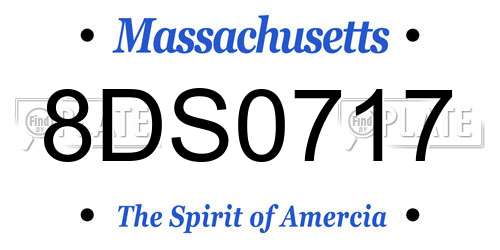 8DS0717 Massachusetts License Plate
