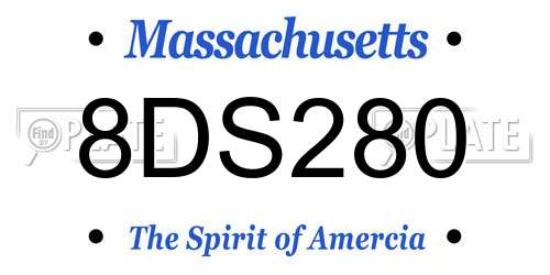 8DS280 Massachusetts License Plate