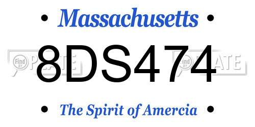 8DS474 Massachusetts License Plate
