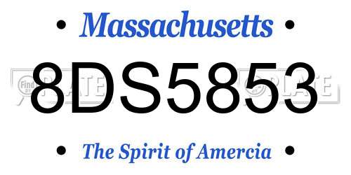 8DS5853 Massachusetts License Plate